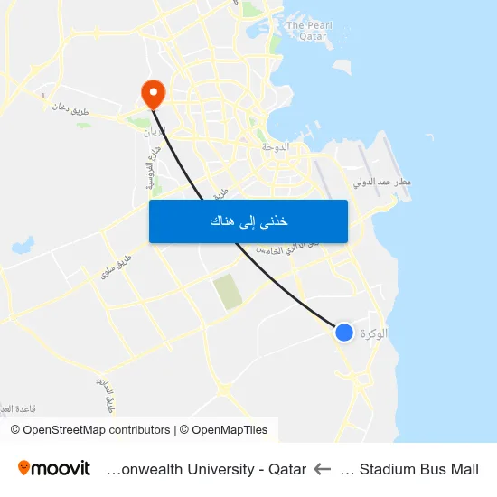 Al Janoub Stadium Bus Mall to Virginia Commonwealth University - Qatar map