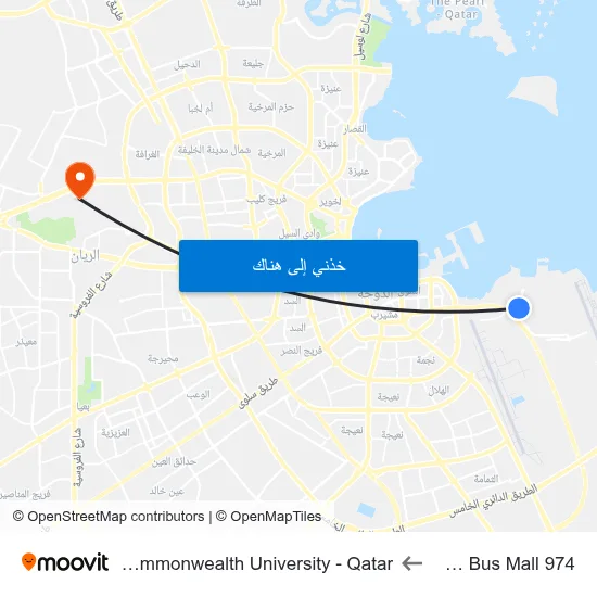974 Stadium Bus Mall to Virginia Commonwealth University - Qatar map