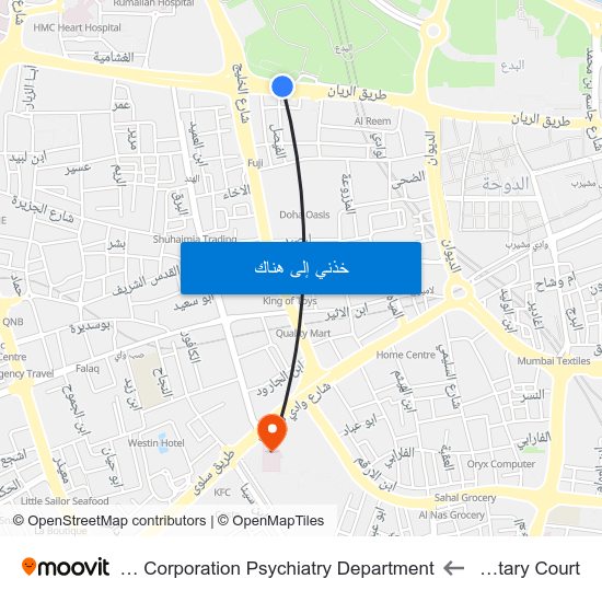 Elementary Court to Hamad Medical Corporation Psychiatry Department map