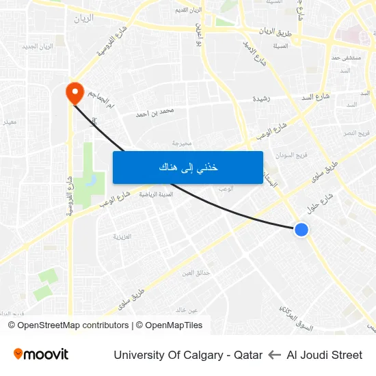 Al Joudi Street to University Of Calgary - Qatar map