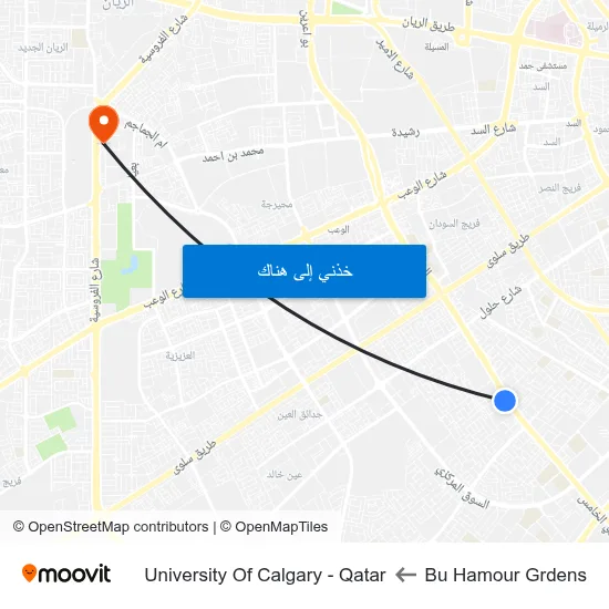 Bu Hamour Grdens to University Of Calgary - Qatar map