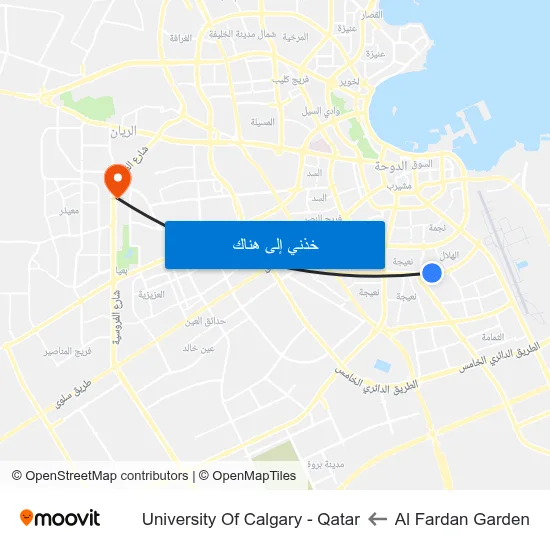 Al Fardan Garden to University Of Calgary - Qatar map