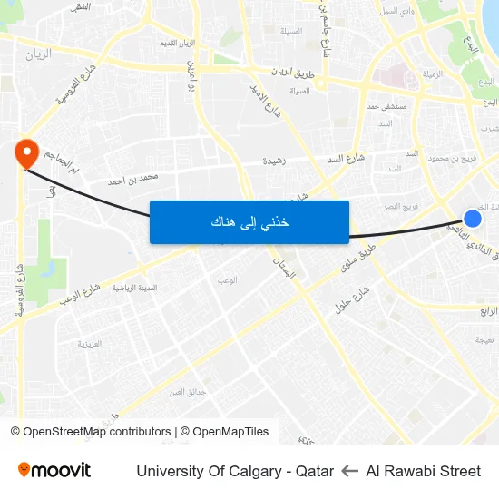 Al Rawabi Street to University Of Calgary - Qatar map