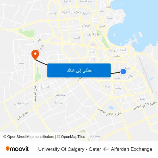 Alfardan Exchange to University Of Calgary - Qatar map