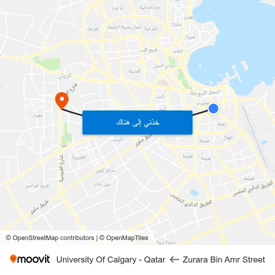 Zurara Bin Amr Street to University Of Calgary - Qatar map