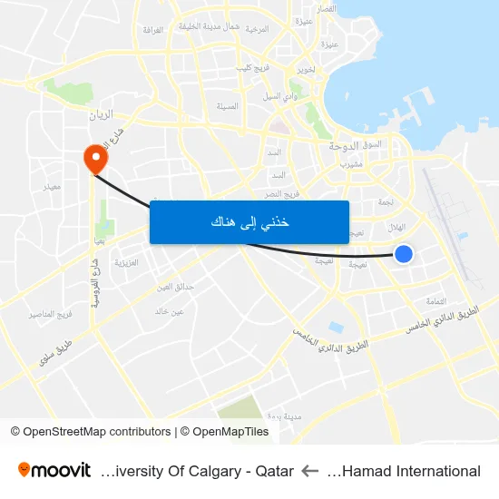 Al Hamad International to University Of Calgary - Qatar map