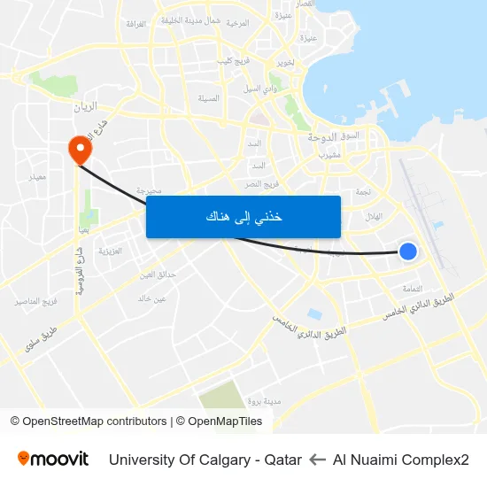 Al Nuaimi Complex2 to University Of Calgary - Qatar map