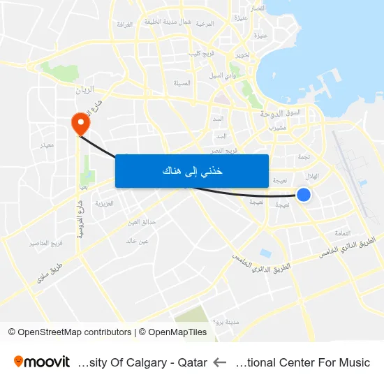 International Center For Music to University Of Calgary - Qatar map
