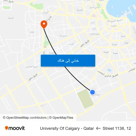 Street 1138, 12 to University Of Calgary - Qatar map
