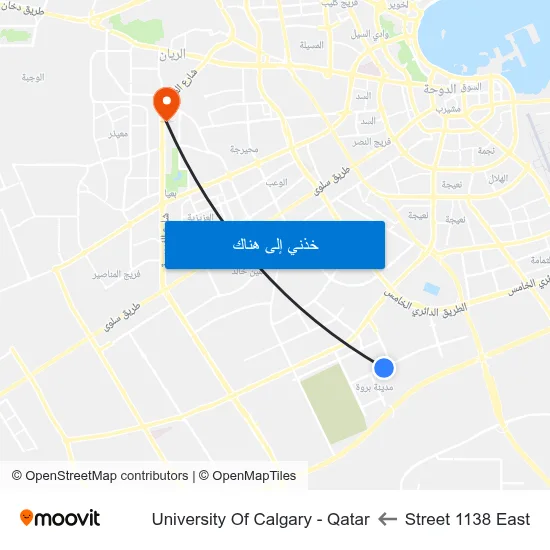 Street 1138 East to University Of Calgary - Qatar map