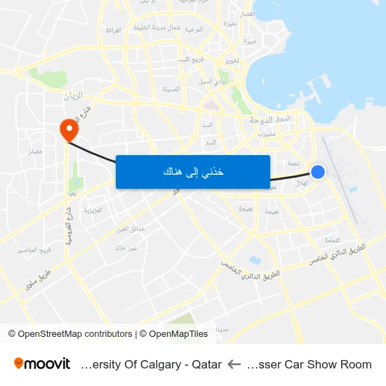 Teysser Car Show Room to University Of Calgary - Qatar map