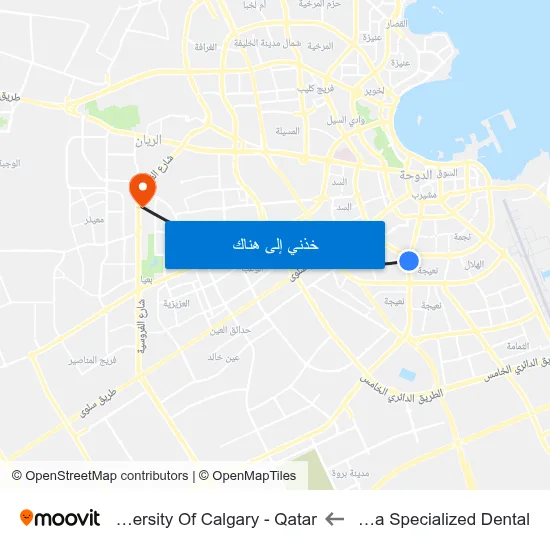 Doha Specialized Dental to University Of Calgary - Qatar map