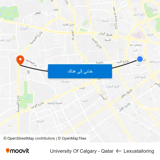 Lexustailoring to University Of Calgary - Qatar map