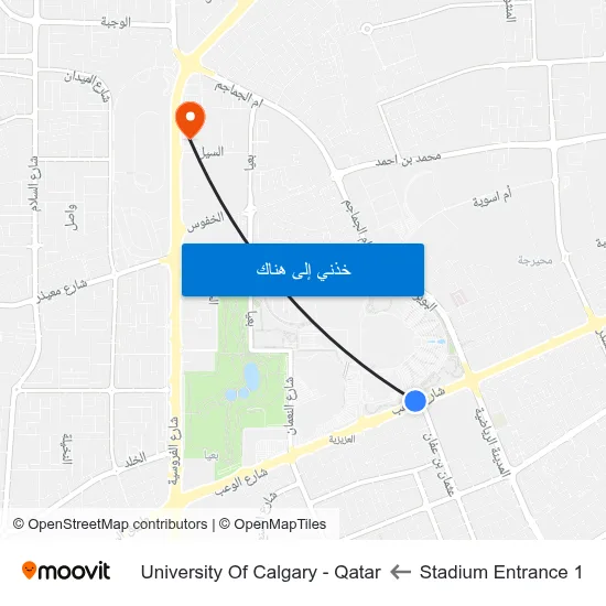 Stadium Entrance 1 to University Of Calgary - Qatar map