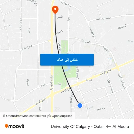 Al Meera to University Of Calgary - Qatar map
