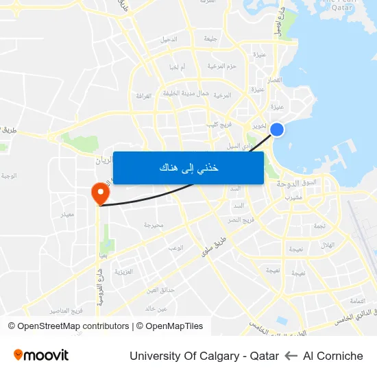 Al Corniche to University Of Calgary - Qatar map