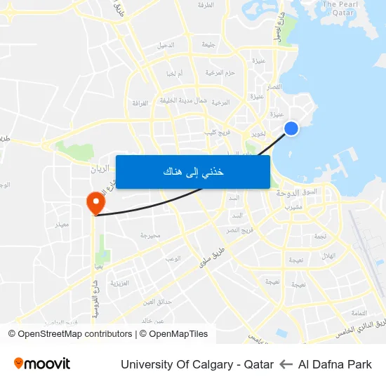 Al Dafna Park to University Of Calgary - Qatar map
