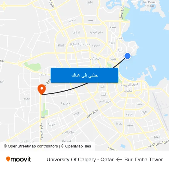 Burj Doha Tower to University Of Calgary - Qatar map