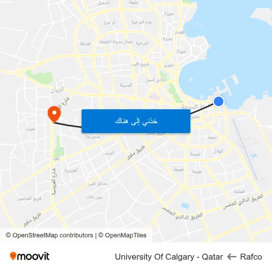 Rafco to University Of Calgary - Qatar map