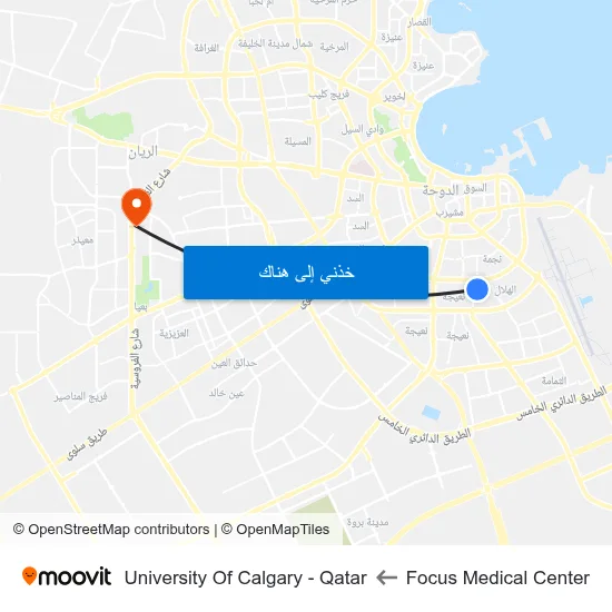 Focus Medical Center to University Of Calgary - Qatar map