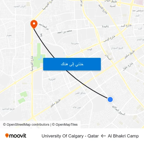 Al Bhakri Camp to University Of Calgary - Qatar map