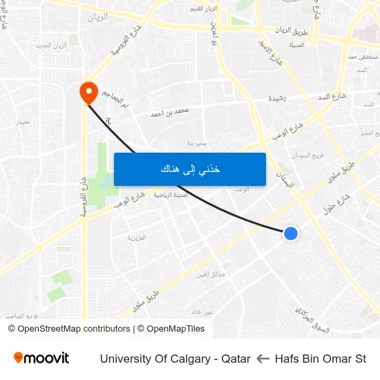 Hafs Bin Omar St to University Of Calgary - Qatar map