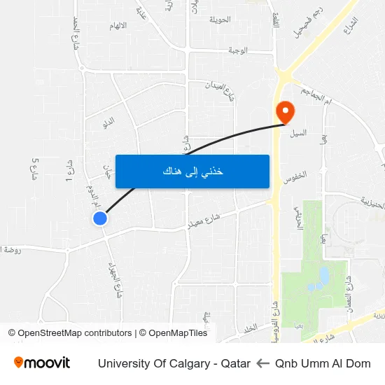 Qnb Umm Al Dom to University Of Calgary - Qatar map