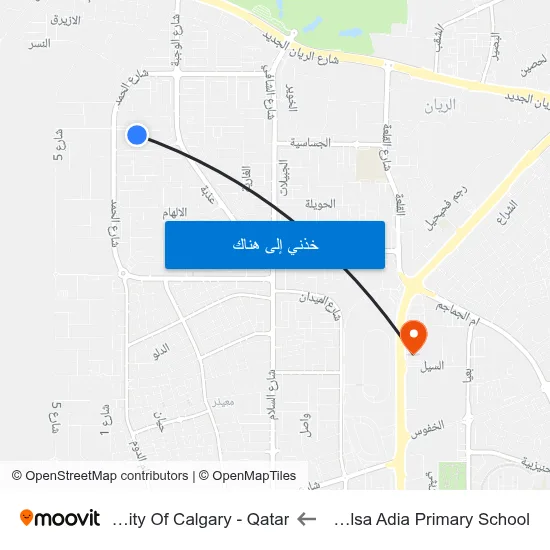 Halima Alsa Adia Primary School to University Of Calgary - Qatar map