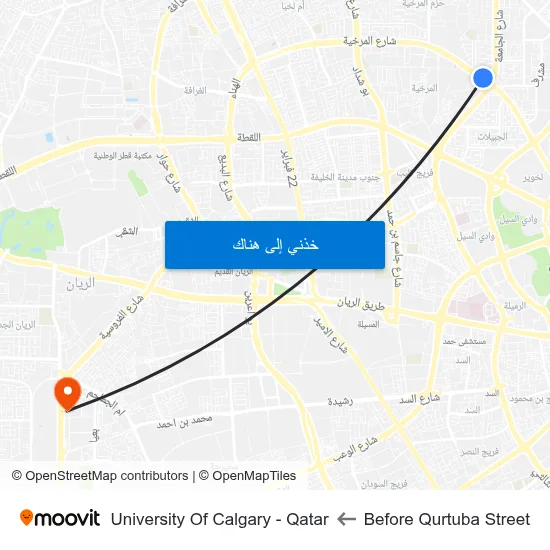 Before Qurtuba Street to University Of Calgary - Qatar map
