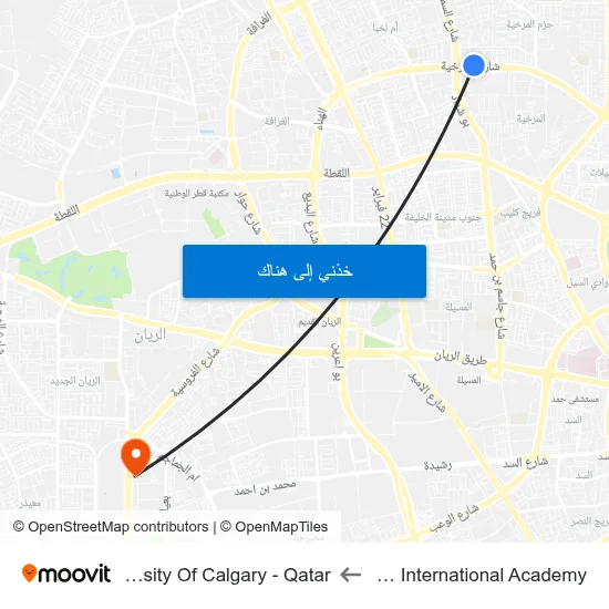 Edison International Academy to University Of Calgary - Qatar map