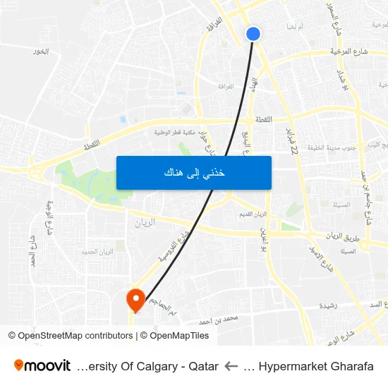 Lulu Hypermarket Gharafa to University Of Calgary - Qatar map