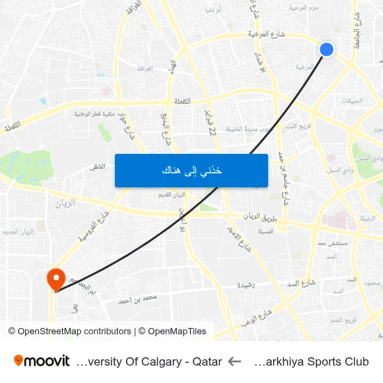Al Markhiya Sports Club to University Of Calgary - Qatar map
