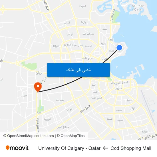 Ccd Shopping Mall to University Of Calgary - Qatar map