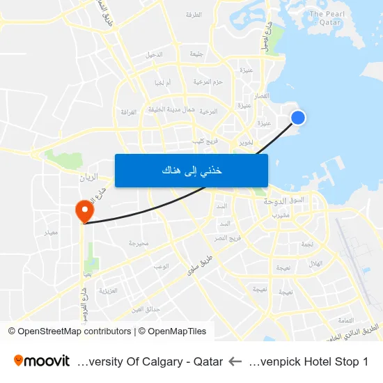 Movenpick Hotel Stop 1 to University Of Calgary - Qatar map
