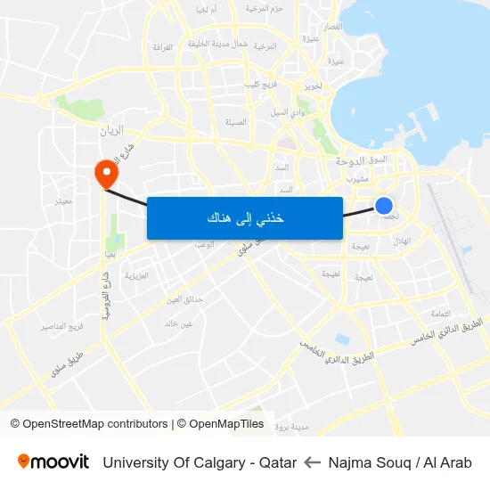 Najma Souq / Al Arab to University Of Calgary - Qatar map