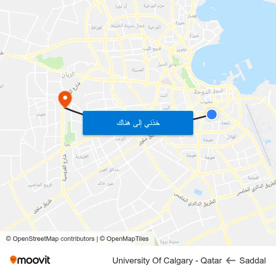 Saddal to University Of Calgary - Qatar map