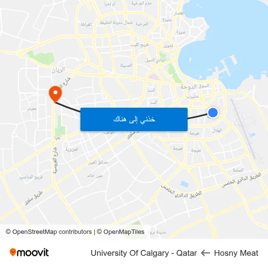 Hosny Meat to University Of Calgary - Qatar map