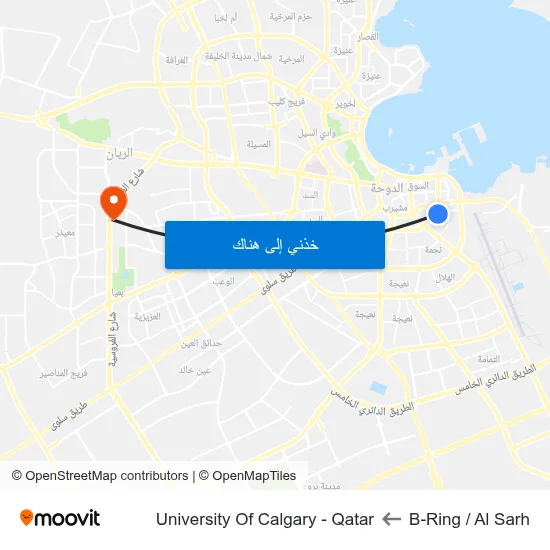B-Ring / Al Sarh to University Of Calgary - Qatar map
