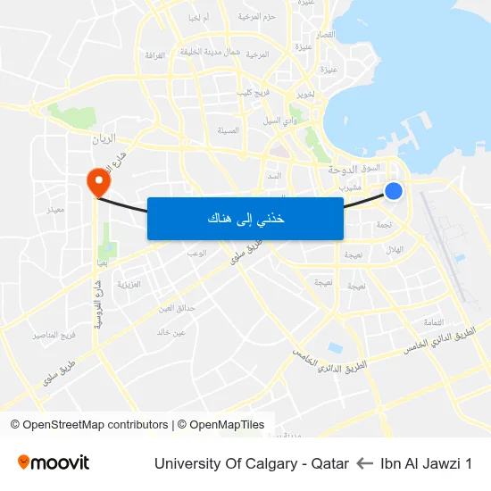 Ibn Al Jawzi 1 to University Of Calgary - Qatar map