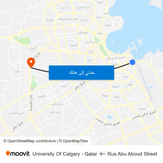 Rus Abu Aboud Street to University Of Calgary - Qatar map