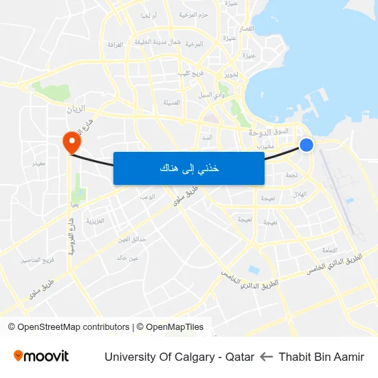 Thabit Bin Aamir to University Of Calgary - Qatar map