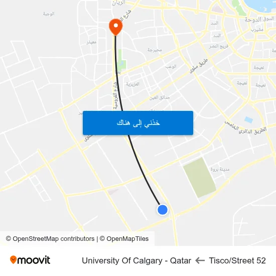 Tisco/Street 52 to University Of Calgary - Qatar map
