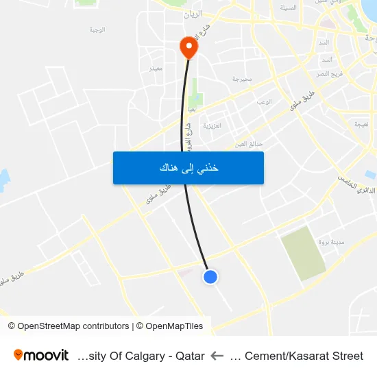 Khalid Cement/Kasarat Street to University Of Calgary - Qatar map