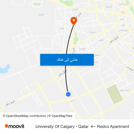 Redco Apartment to University Of Calgary - Qatar map