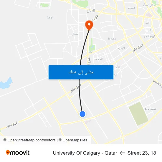 Street 23, 18 to University Of Calgary - Qatar map