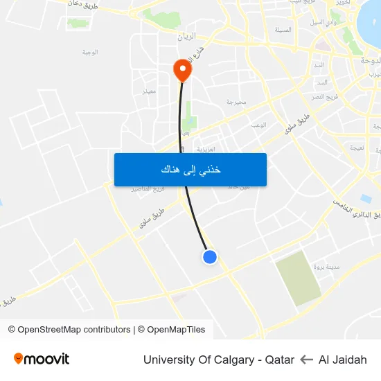 Al Jaidah to University Of Calgary - Qatar map