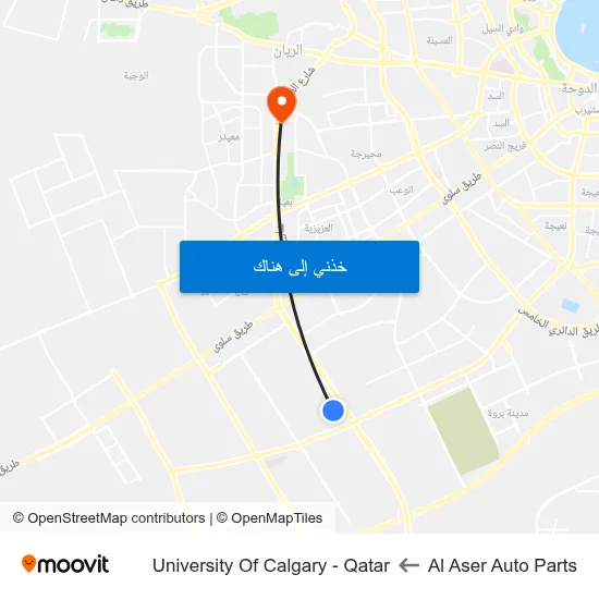 Al Aser Auto Parts to University Of Calgary - Qatar map