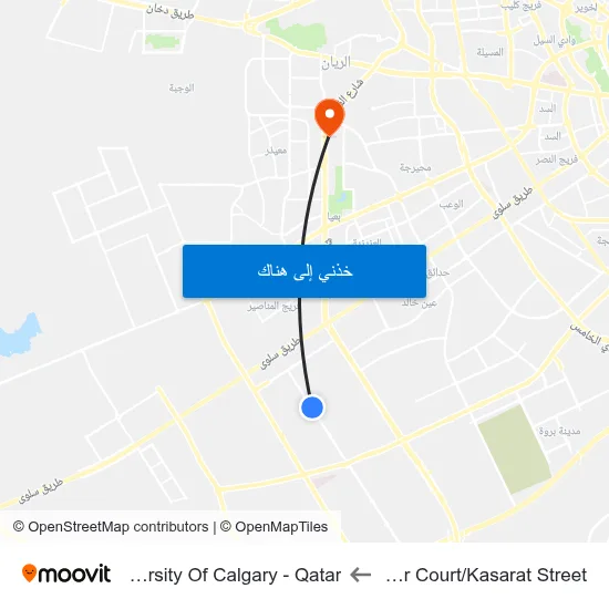Labor Court/Kasarat Street to University Of Calgary - Qatar map