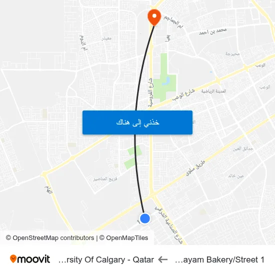 Al Khayam Bakery/Street 1 to University Of Calgary - Qatar map