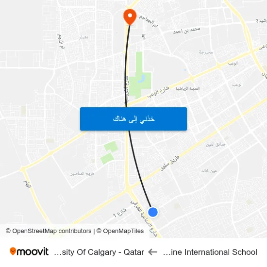 Philippine International School to University Of Calgary - Qatar map
